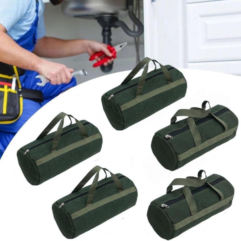 Thick Canvas Tool Storage Bag Portable Wear Resistant Hardware Organizer for Plumbing Repair Job Site Use 1PC