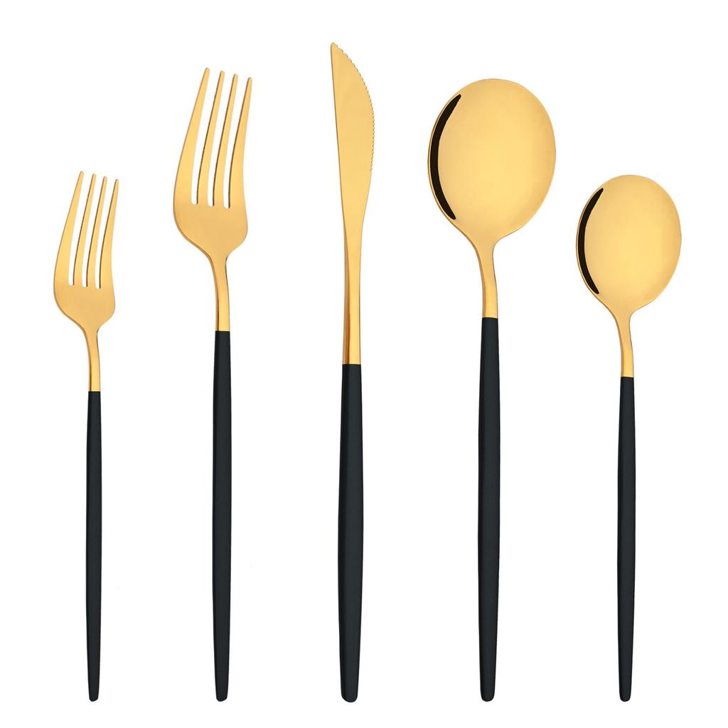 Modré zlato 5 ks Sada jídelního nádobí Stříbrné nádobí Příbory Nůž Dezert Vidlička Lžíce Nerezové nádobí Sada příborů Protable Jídelní potřeby