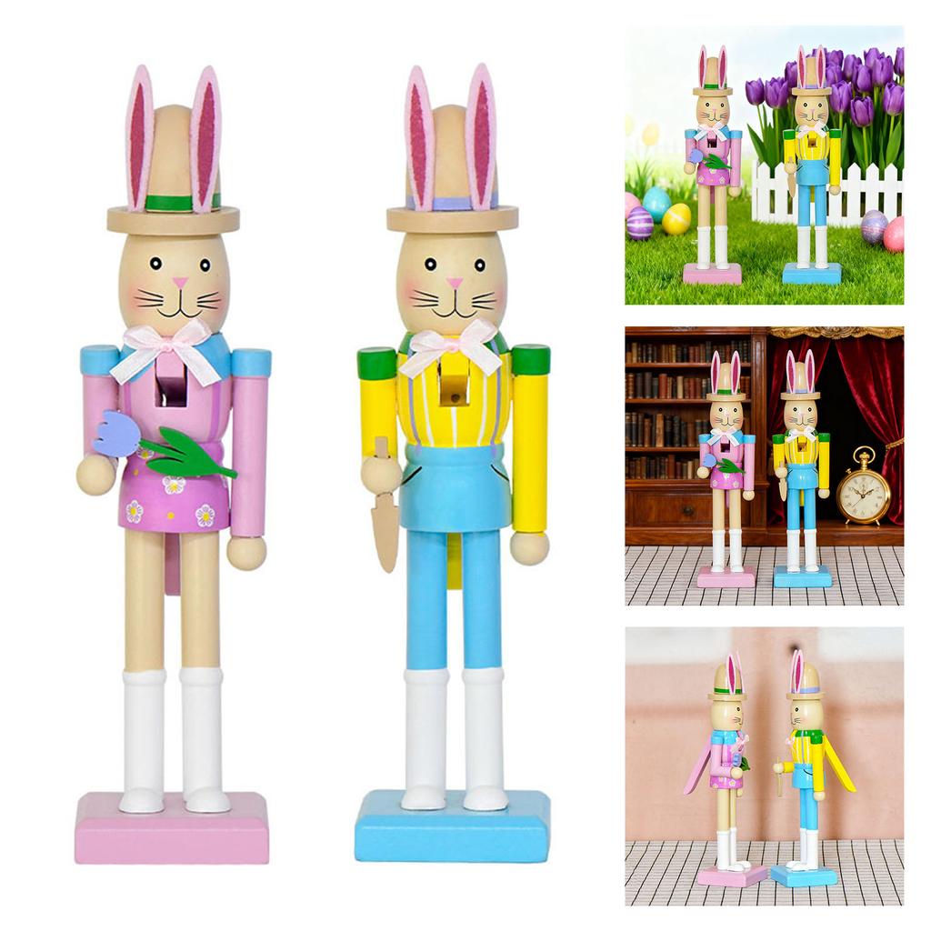 Wooden Easter Rabbit Nuts Figurine Ornament Festival Decoration for Tabletop Display and Holiday Party Decorations