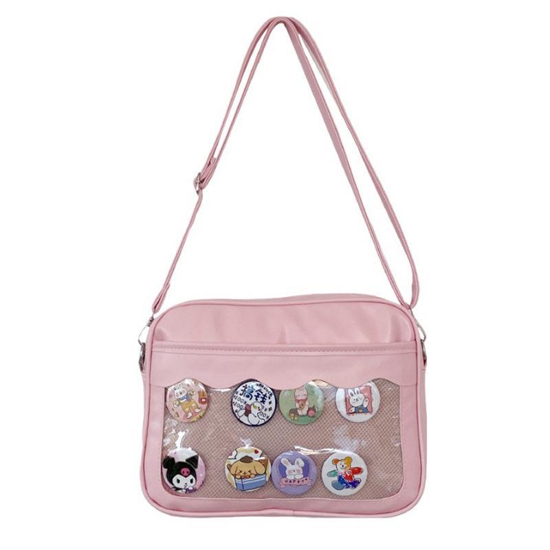 Japanese Harajuku Ita Bag for Women PU Transparent Pocket Itabag High School Girls Uniform JK Crossbody Shoulder Bag Handbags