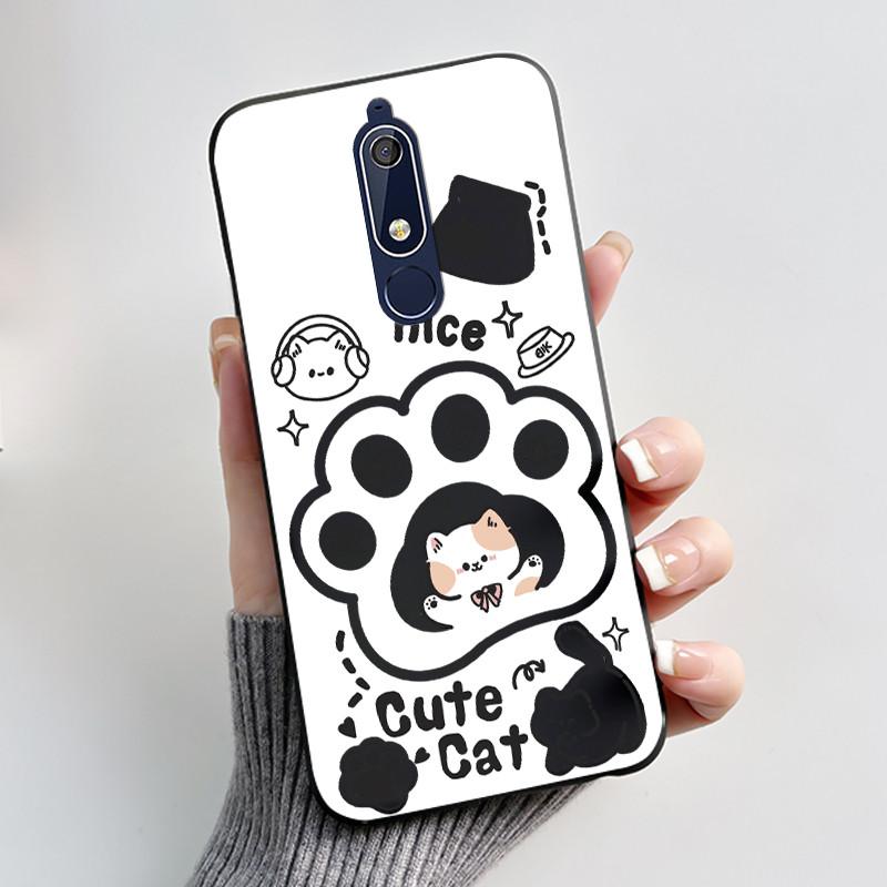 Custodia carina per Nokia 5.1/Nokia 5.1 Plus/Nokia X5/Nokia 5 Cover Shell Stampata Cover Protettiva Silicone Morbido Cartone Animato Nera
