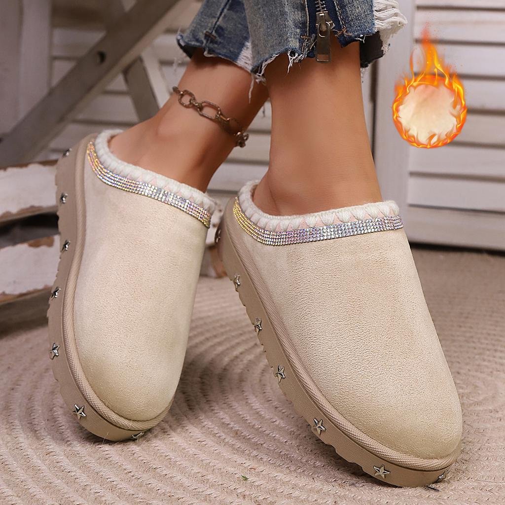 Fashion Women Baotou  Slippers 2025 Cotton Platform Slides Women House Fashion Winter Shoes Ladies Home Casual Large Size Slippers Women