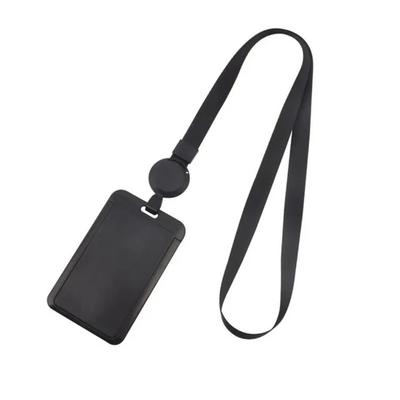 Portatarjetas de visita con carrete retráctil Negro Cubierta para tarjeta de trabajo Portatarjetas de identificación Llaveros