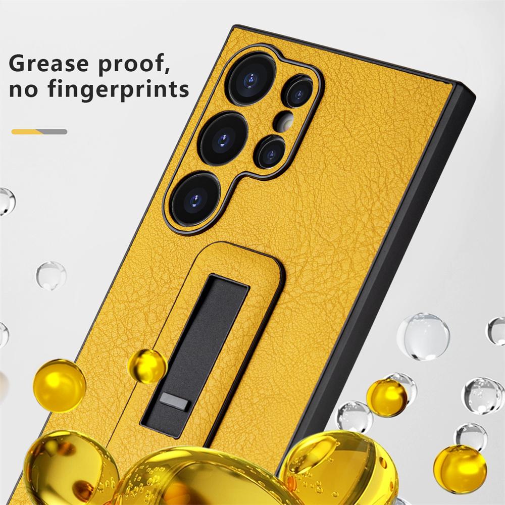 Push Pull Holder Case For Samsung S24 Ultra S23 Ultra S22 S21 Plus Leather Cover For Galaxy S24 Plus Matte Feeling Bracket Cover