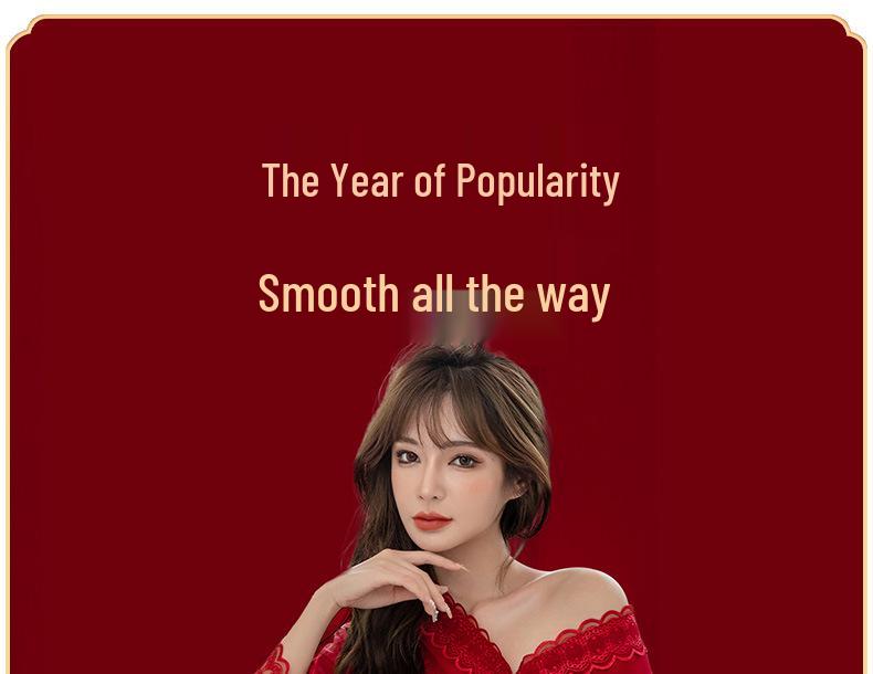 Year of the Ox Women's Red Pajamas with Built-in Bra - V-neck, Soft, Skin-Friendly, Sexy Loungewear - Perfect Gift for Best Friend