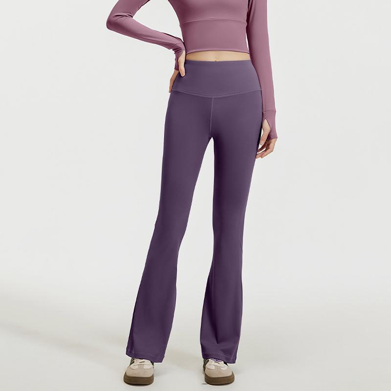 High-waisted Butt-lifting Flare Pants Seamless Nude-feel Yoga Pants Pilates Workout Fitness Leggings