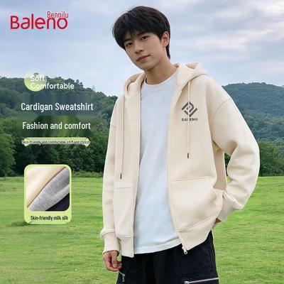 Baleno Men's Retro Loose Fit Heavyweight Cardigan Sweatshirt