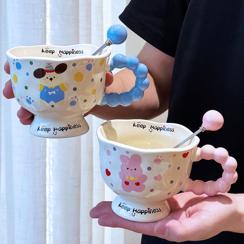 High Looking Puppy Rabbit Mug Couple Ceramic Drink Water Cup To Give Girls Birthday Gift Office Coffee Cup