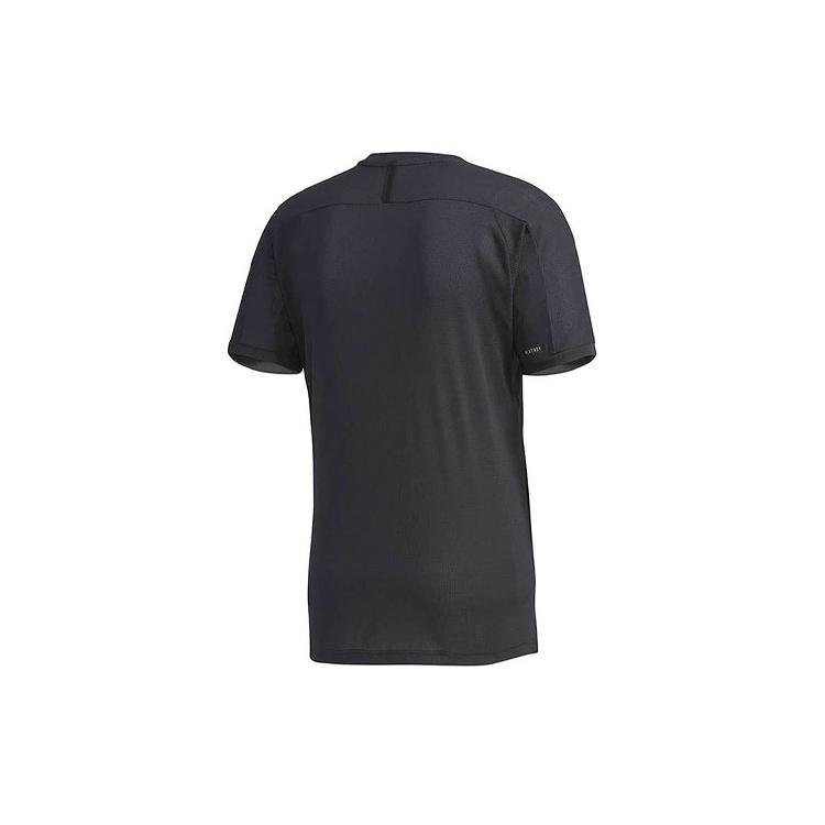 Men's adidas Logo Round Neck Sports Short Sleeve Black T-Shirt FK1418