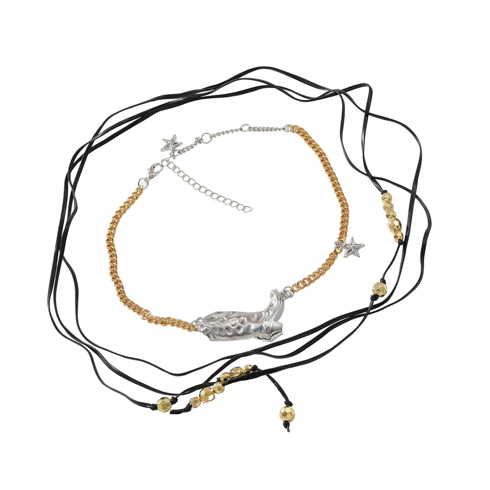 

Винтажное многослойное ковбойское ожерелье Современное ковбойское ожерелье с многослойными цепочками и подвеской в виде сапог для вечеринки