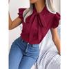 Temperament Commuting Fungus Lace-up Bow Chiffon Shirt Women's Shirt
