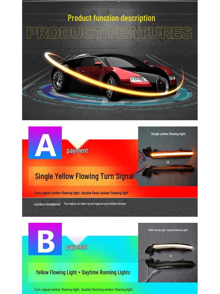 Jaguar F-TYPE Rearview Mirror Blue Sequential Turn Signal & Daytime Running Light Modification.