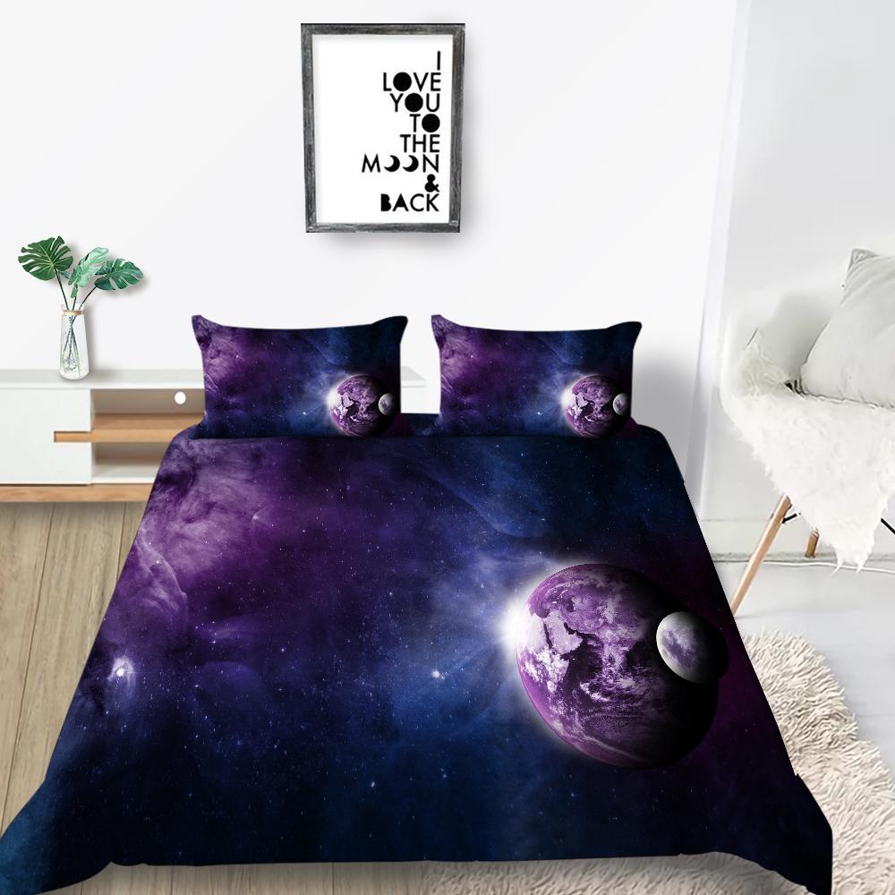 Sternenhimmel-Bettbezug, atmungsaktive Heim-Tagesdecken mit Kissenbezug, luxuriöser Bettbezug für Kinder, einzigartiges Design, Bett-Sets