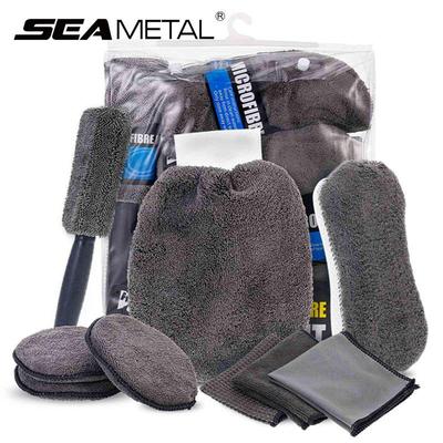 Autoreinigung 9 Teile/satz Auto Care Wash Reinigungswerkzeug mit Mikrofasertüchern Applikator Pads Waschschwamm Waschhandschuh Radbürste