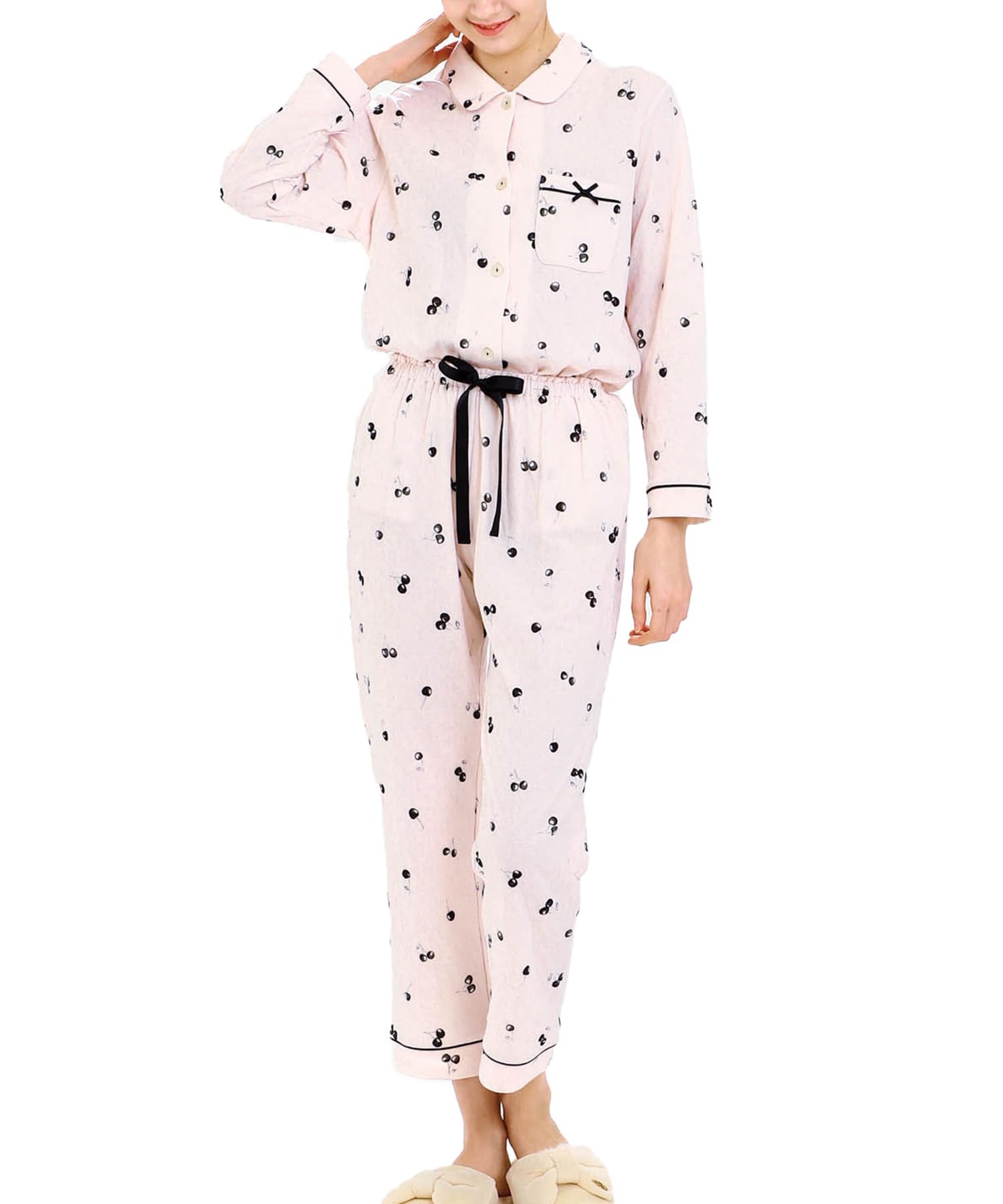 

Pajama Cotton Bound Cherry Beige [Narue] Set, Set, Women s,