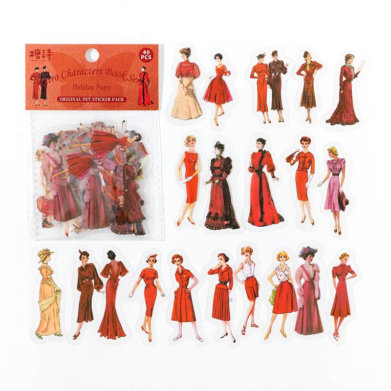 Sugar Poetry Retro Figure White Ink Sticker Set for Journals & DIY Projects