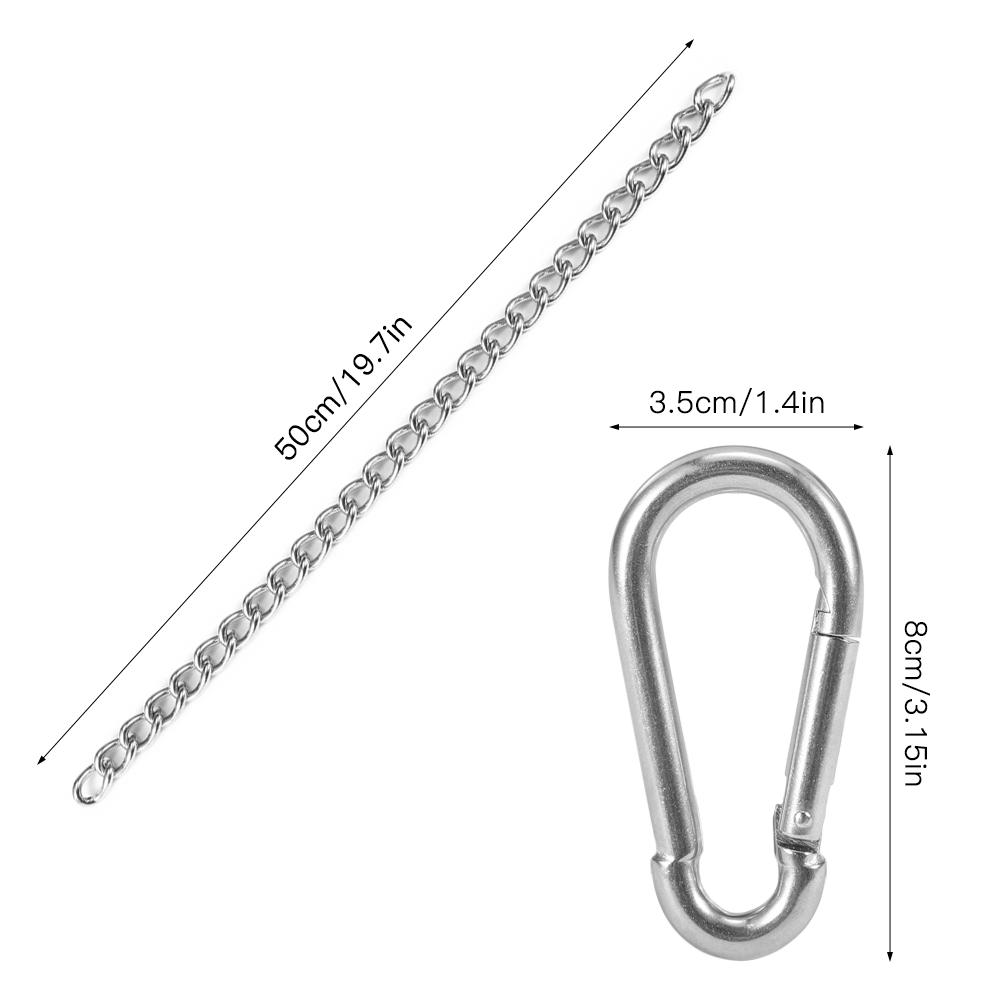 

Hanging Chair Chain Stainless Steel Hanging Kits with Two Carabiners Variable Attachment for Hanging срібний