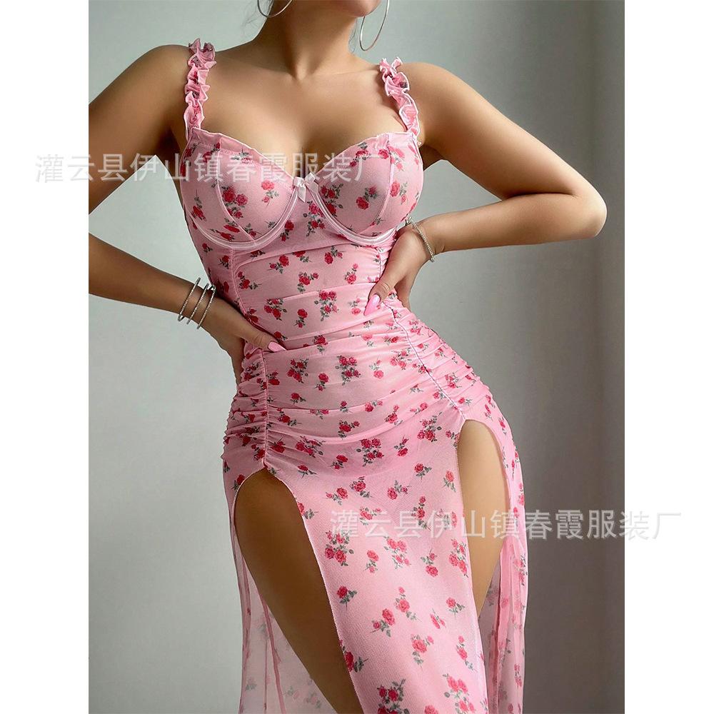 Sexy Sexy Lingerie Printed Valentine's Day Dress Seduction Perspective Sex Dress