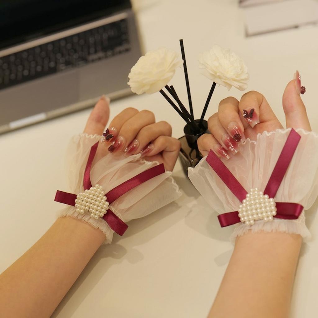 Decorative Lace Sleeves for Women Girl Elegant Wrist Cuff Detachable Faux Sleeves Sweater Ruffle Cuffs Fashion Accessory