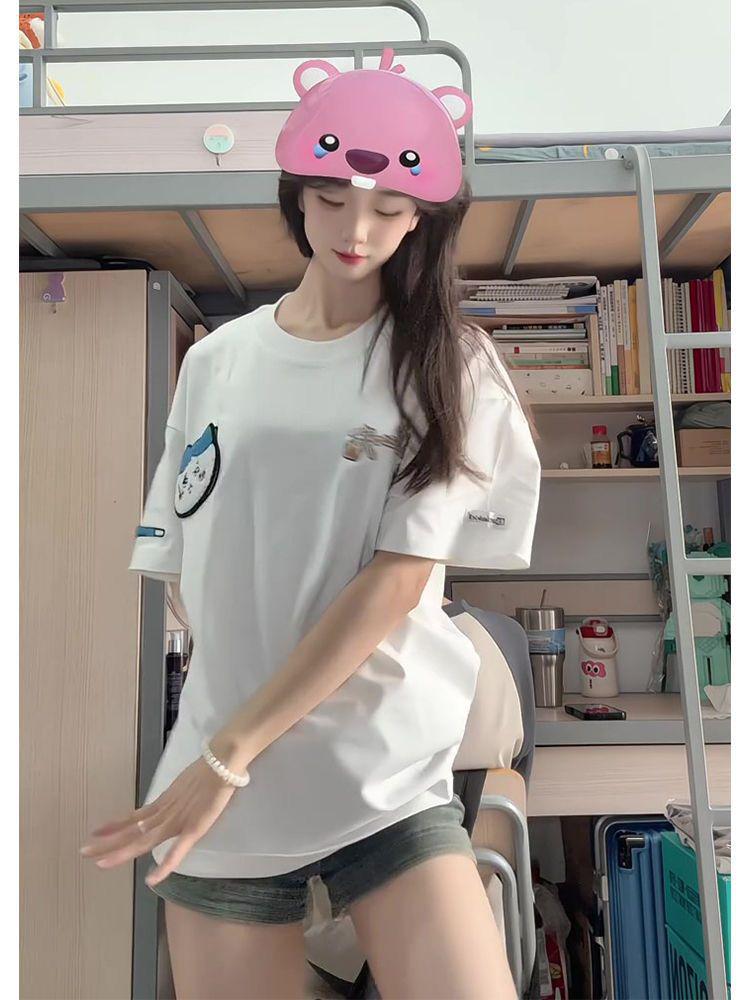 Cartoon Print Unisex Cotton Summer T-Shirt, Short-Sleeve, New 2025 Style