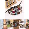 Vintage Handmade Pu Leather Bracelet With Creative Beads For Unisex Style And Elegance