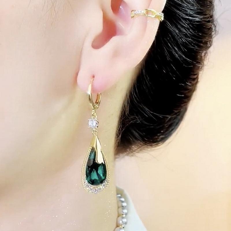 Luxury Trend Purple Waterdrop Earrings For Women Fashion Design Girls Crystal Drop Shape Earrings Party Versatile Ear Zircon