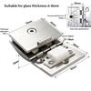 1 Piece Glass Door Hinge Half Cover Intemal Or Extemal Black Display Wine Cabinet Bathroom Storage Cabinet Clamp Hinge Need Hole