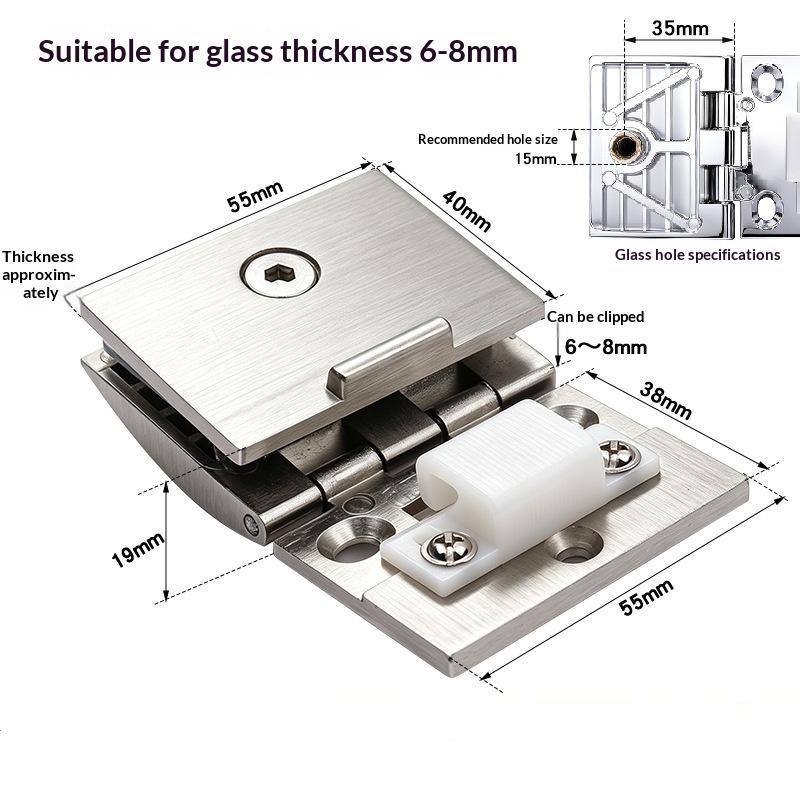 1 Piece Glass Door Hinge Half Cover Intemal Or Extemal Black Display Wine Cabinet Bathroom Storage Cabinet Clamp Hinge Need Hole