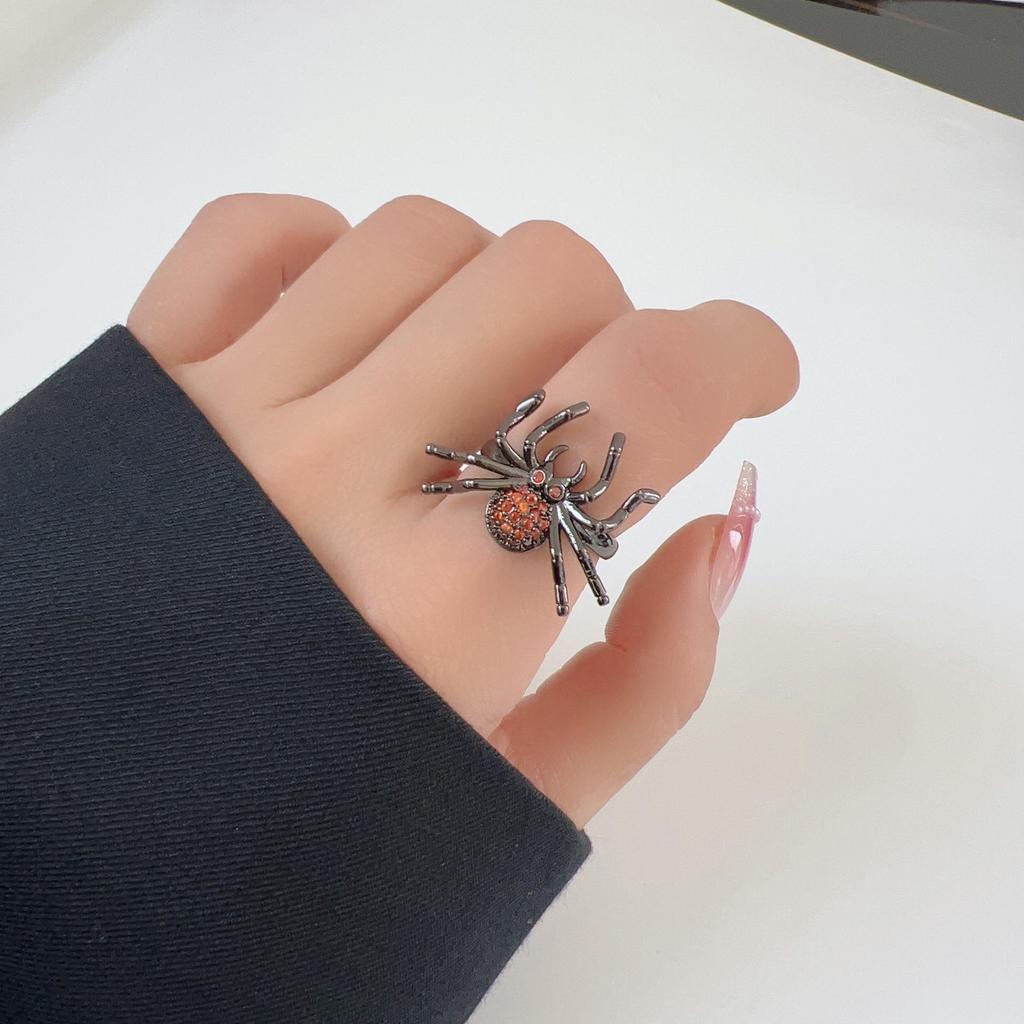 Dark Zircon Spider Ring - Niche Retro Design, Cool Trendy Jewelry for Women