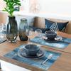 Sorfbliss Modern Art Placemats Set of 4 Blue and Grey Abstract Painting Place Mats for Dining Table Home Party Decor 18x12 Inch