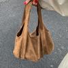 Retro Large Capacity Suede Tote Bag for Women Simple Solid Color Ladies Velvet Shoulder Bags Versatile Portable Female Handbags