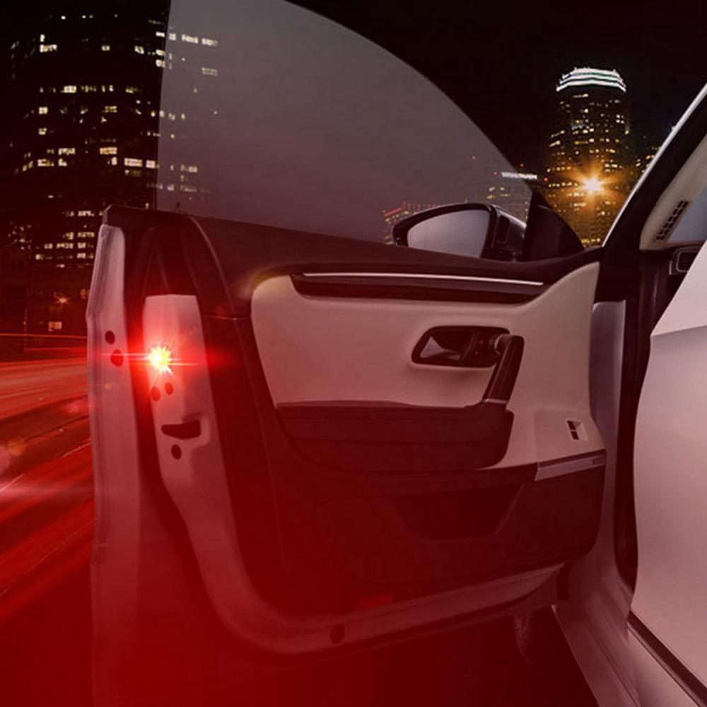 Car Door Light, Wireless Led Warning Lamp, Red Strobe Flash, Anti-Collision Signal, Safety Alarm, Universal Parking Light, 2Pcs