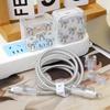 Transparent Shining Bowknot Cellphone Charger Protective Case Sleeve for Apple IPhone 18/20W Laser Cable Winder Wire Protectors