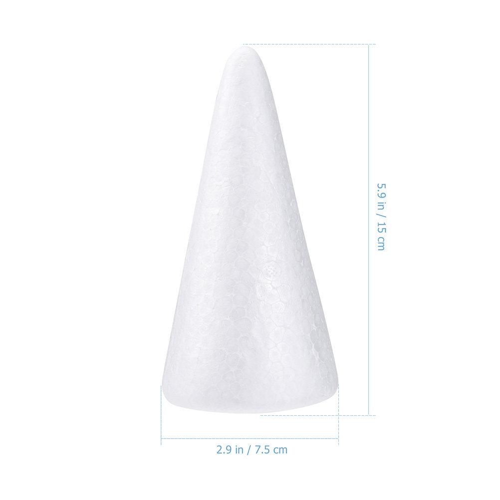 

10Pcs Foam Cones for DIY Crafts White Polystyrene Cones Kids Preschool Kindergarten Church Home Art Projects Painting Gluing