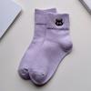 Cartoon Embroidered Kitten Ankle Socks - Summer and Spring Odor-resistant and Sweat-absorbent Pure-color Cotton Women's Socks