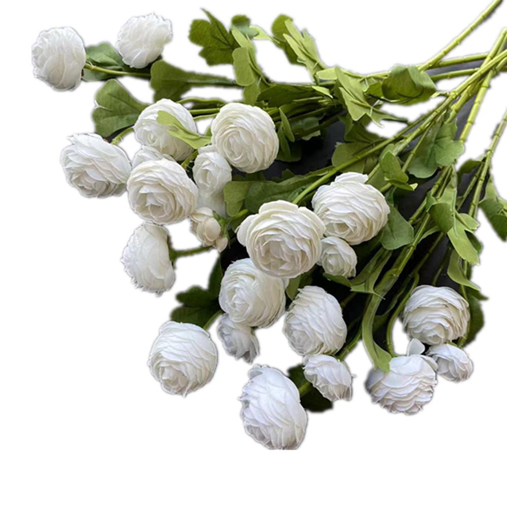 10pcs Artificial Ranunculus Asiaticus Flower Branch 3 Heads Silk Persian Buttercup Blossom for Floral Decoration Peony