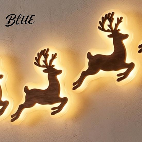 Christmas Gift for Xmas Decor Wall Silhouette Glowing Wooden Family 7Pcs Lights LED Reindeer Decorations