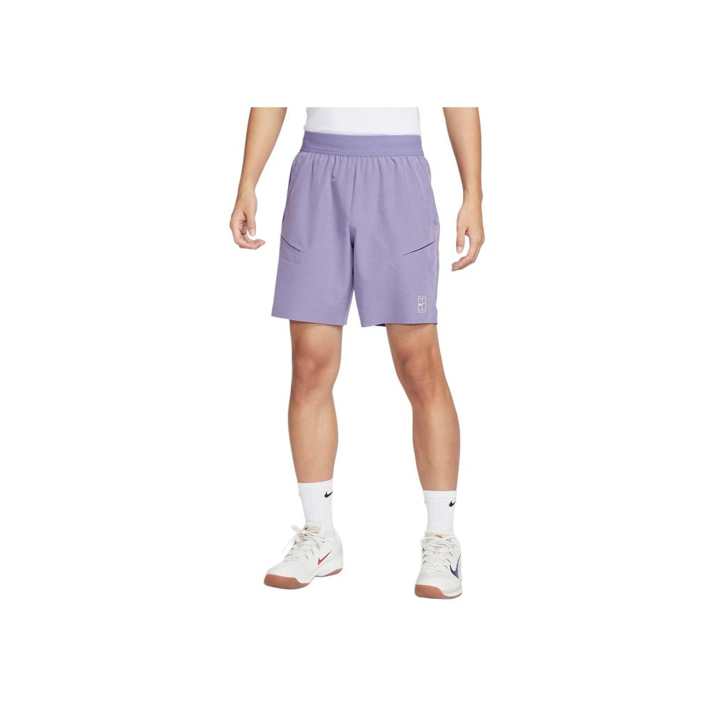 Nike Pantaloncini da Tennis Uomo Court Advantage Dri-Fit Asciugatura Rapida Viola Scuro Bianco FZ9323-527