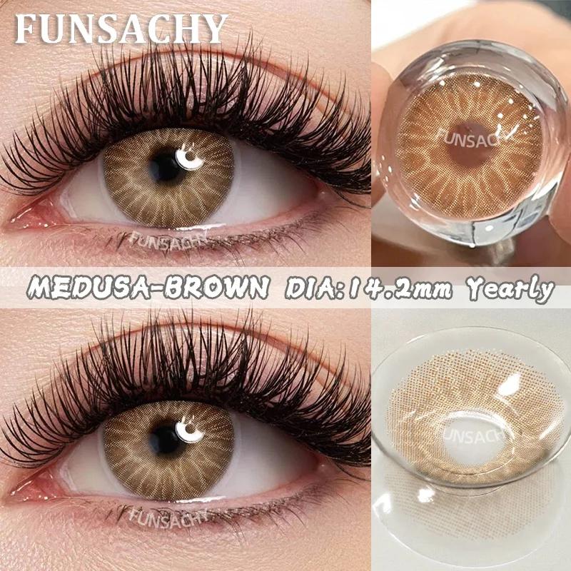 FUNSACHY 1Pair Color Contact Blue Green Grey Natural Eye Contacts Beauty Pupilentes Contacts Lens Use for 1 Year Women Cosmetic