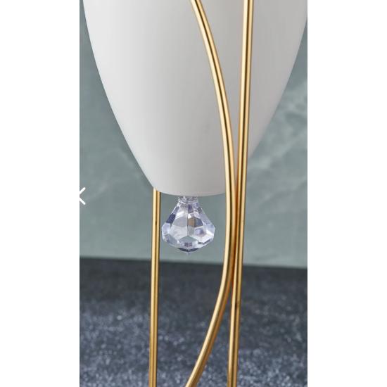 Metal 2-Piece Gold-Legged Decorative White Flowerpot