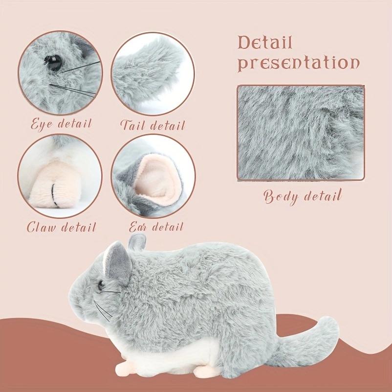 25cm/9.84in Realistico Cincillà Topo Animale Peluche Bambola Ripiena Giocattolo per Bambini Arredamento Scrivania Casa Animali di Peluche Ripieni Per bambini Regalo