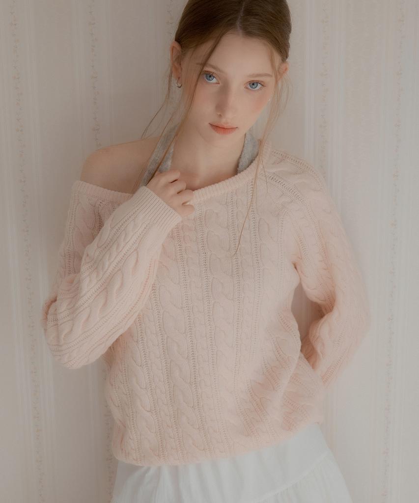 LETTER FROM MOON Dante Wollpullover mit U-Boot-Ausschnitt (Rosa)