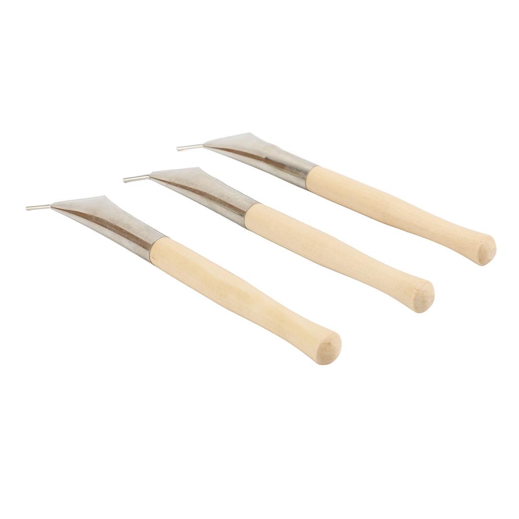 3Pcs Pottery Batik Printing Pen Drawing On Fabric Cloth Beech and Stainless Steel Clay Carving Tools