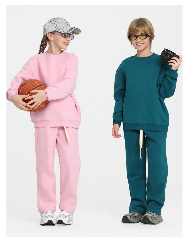 Felpa LVLV Bambino Stile Americano Vestibilità Larga Pile Spugna | Pesante Girocollo Marca Trendy