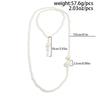 SHIXIN Luxury Big Imitation Pearl Long Chain Necklace for Women Bridal Elegant Beaded Sweater Chain Wedding Jewelry On the Neck