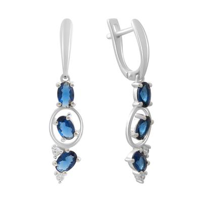 Silver Earrings with Nano Sapphire 2.148ct, Cubic Zirconias (2195030)