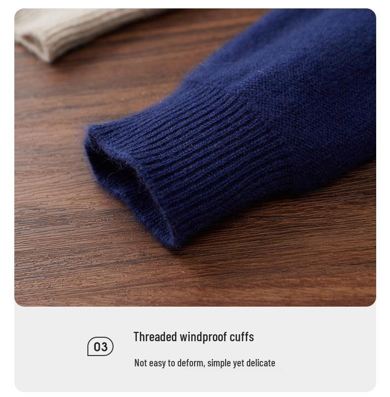 2025 Men's Autumn/Winter Color Block Cashmere Knit Jacquard Sweater - Loose Long Sleeve Base Layer