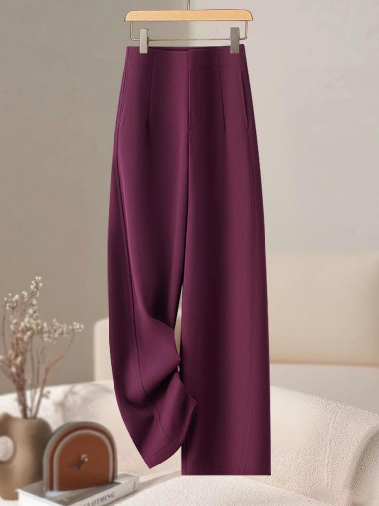 Trendy 2025 Women's High-Waisted Wide-Leg Trousers - Slim-Fit, Fashionable Spring/Autumn Style