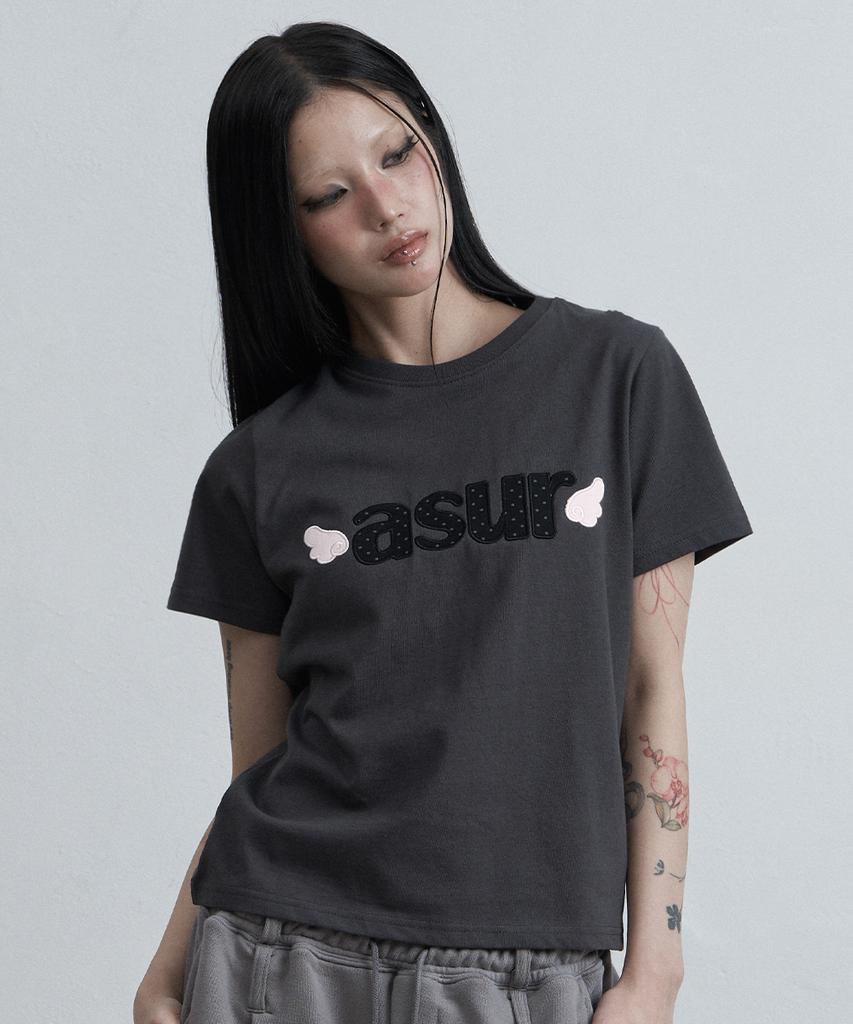 Aejeuyua Signature Angel Fit T-Shirt Charcoal