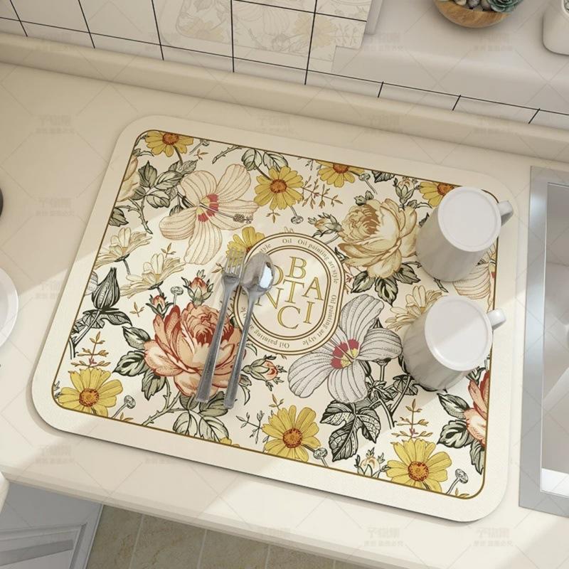 Diatomaceous Earth Non-Slip Mat Kitchen Draining Mat Heat Insulation Coaster Water Absorption Mat